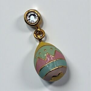 Vintage Danbury Mint Signed Gold-Tone Pastel Easter Egg Dangle Charm/Pendant